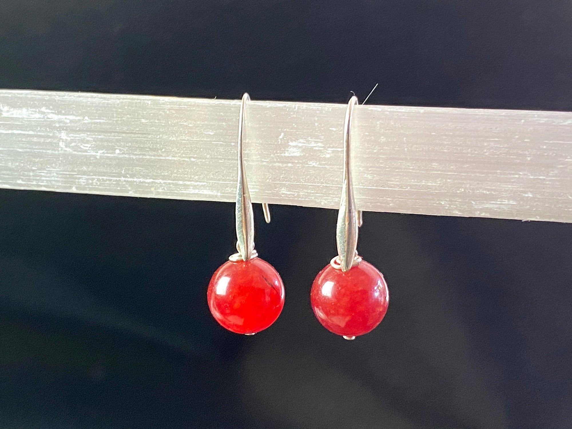 Carnelian balls and sterling silver sheperd hooks for a very elegant and simple earring