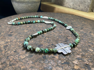 African Turquoise And Southwest Silver Necklace