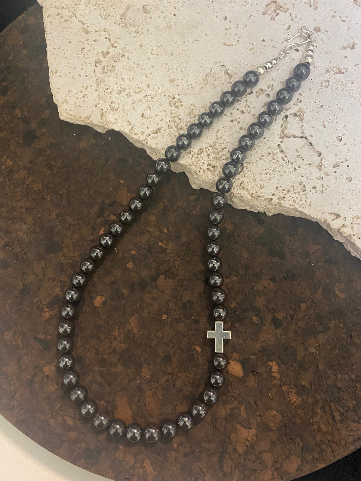 Mens hematite necklace deals