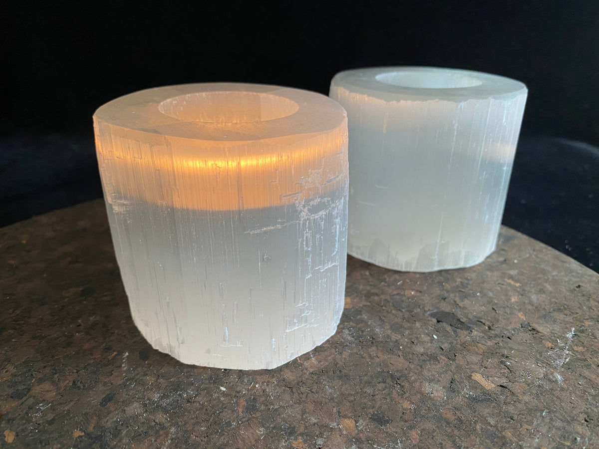 Selenite tea light holder