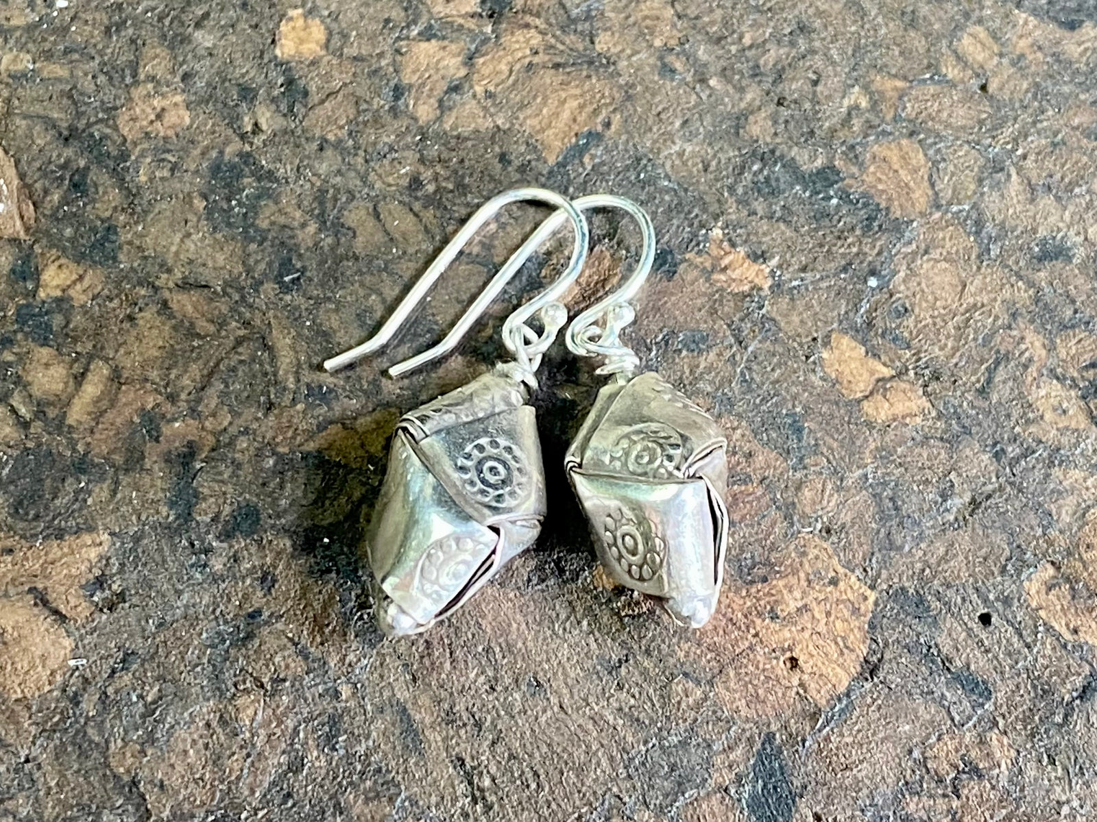 Karen Hill Tribe Silver Earrings - Palm Leaf