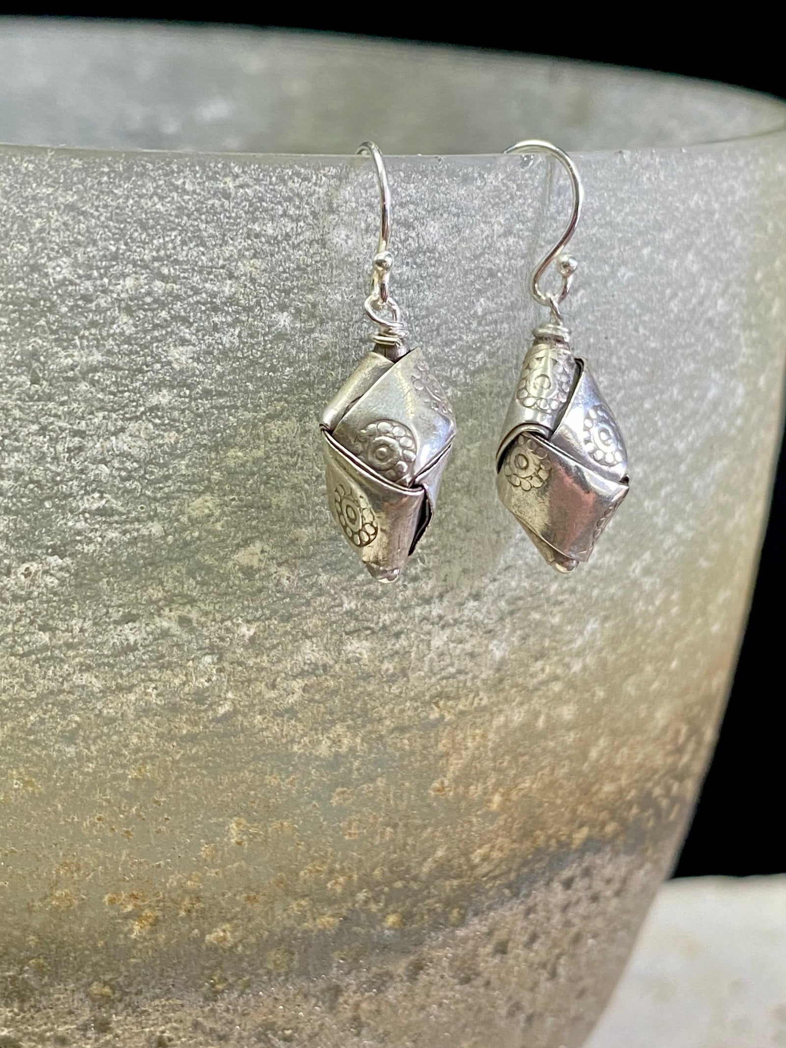 Karen Hill Tribe Silver Earrings - Palm Leaf