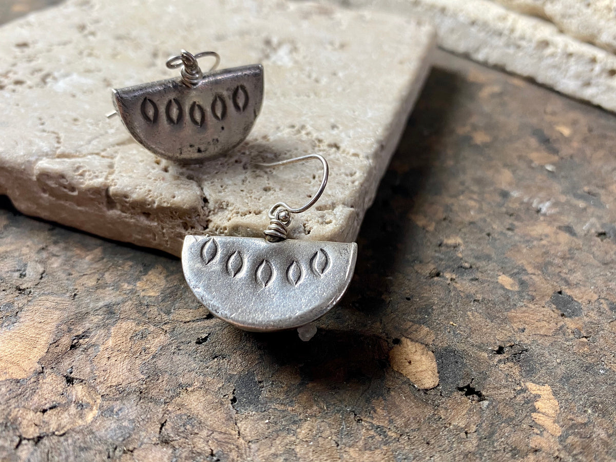 Silver watermelon earrings - fun drop earrings in silver made my Karen hill tribe silversmiths just for us