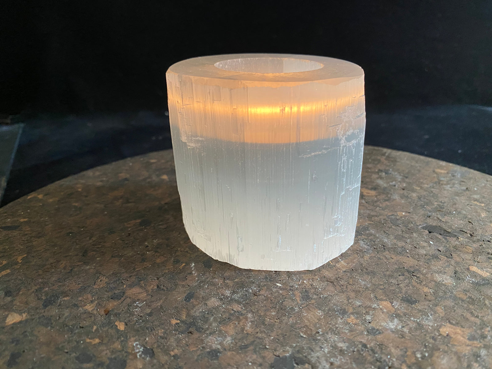 Selenite tea light holder