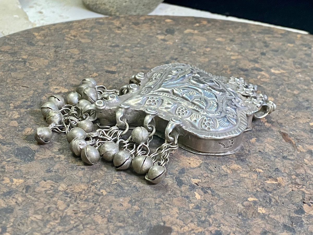 Large Turkomen Antique Silver Amulet