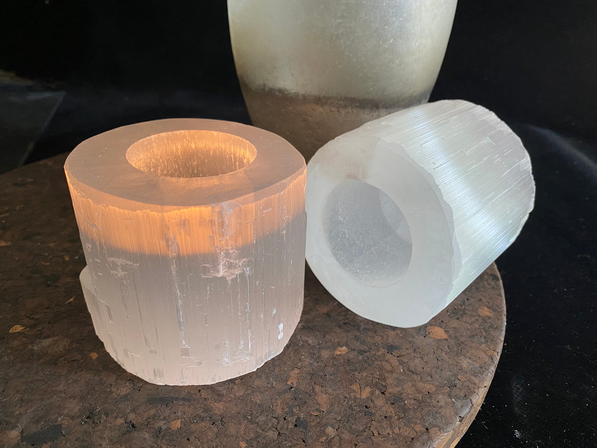 Selenite tea light holder