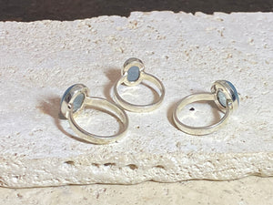 Oval aquamarine rings set in sterling silver. 