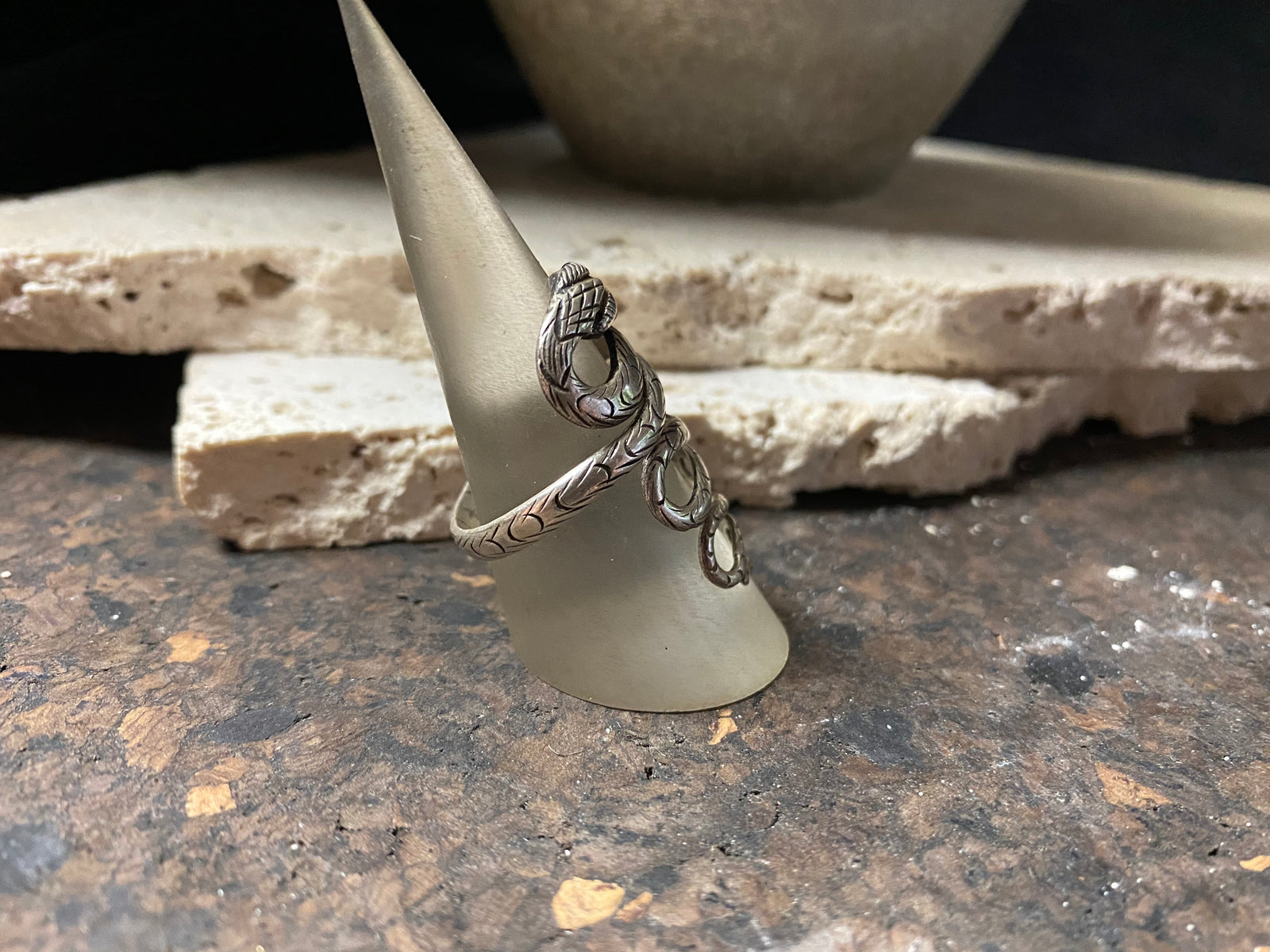 Sterling silver snake ring. Suitable worn as men's jewellery or women's jewellery. Handmade in Nepal