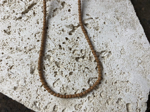 Genuine, natural fine sandalwood bead choker necklace. Brass screw clasp.