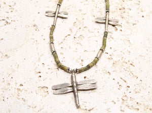 Silver & Jade Dragonfly Necklace