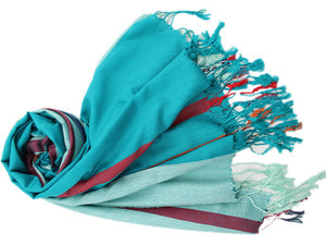 Italian Style Silk and Cashmere Scarf Blue