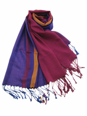 Italian Style Silk and Cashmere Scarf Purple