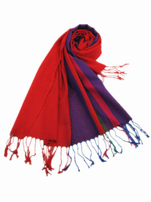 Italian Style Silk and Cashmere Scarf Red