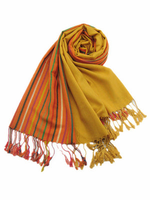 Italian Style Silk and Cashmere Scarf Yellow