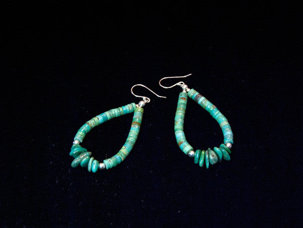 Turquoise and silver beaded earrings